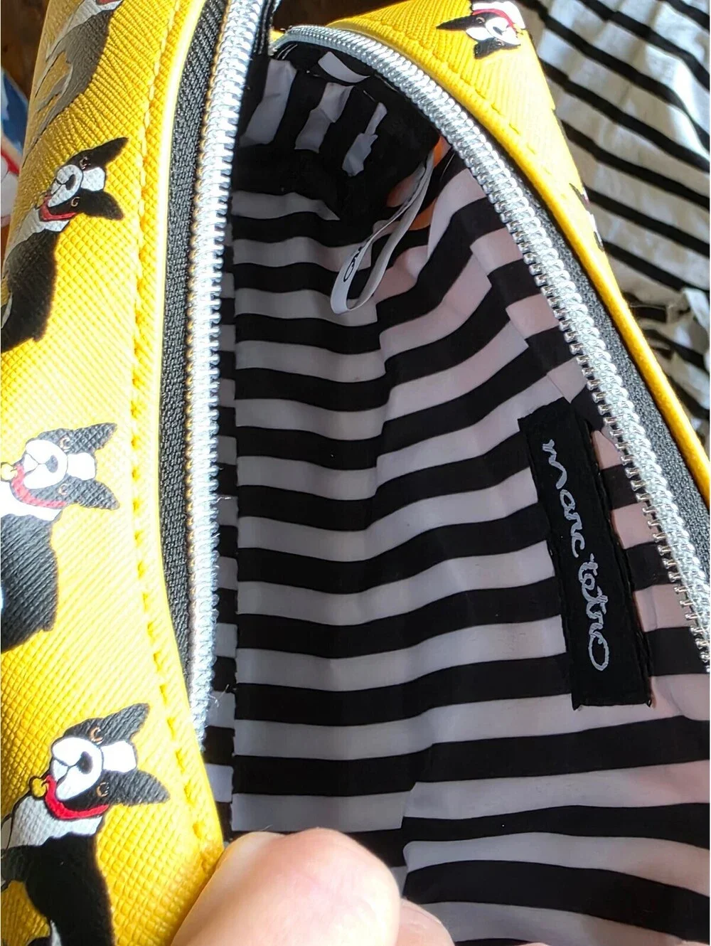 Marc Tetro Yellow Cosmetic Bag with Boston Terrier Print